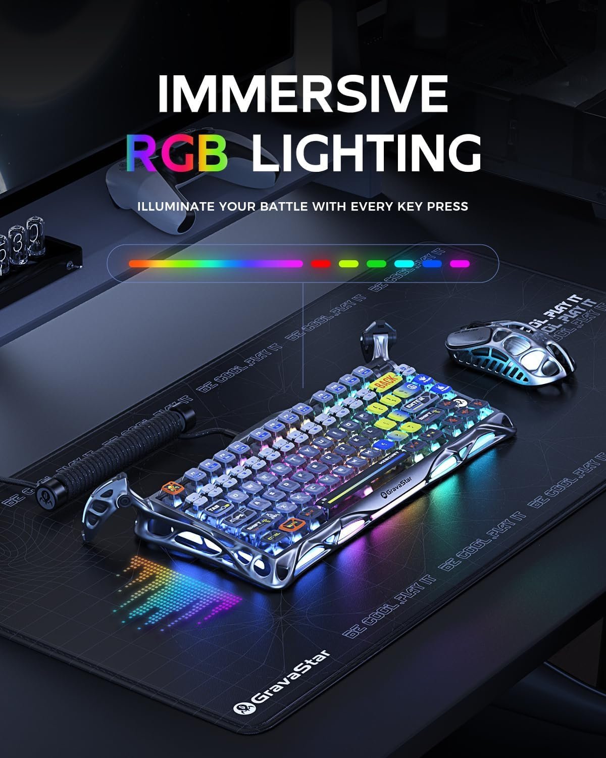 GravaStar Mercury K1 Pro Wireless Mechanical Gaming Keyboard, 75% Layout RGB Custom Keyboard, Hot-Swappable Linear Switches – Aluminum Alloy, Interstellar Silver Brushed Metal Look - Image 2