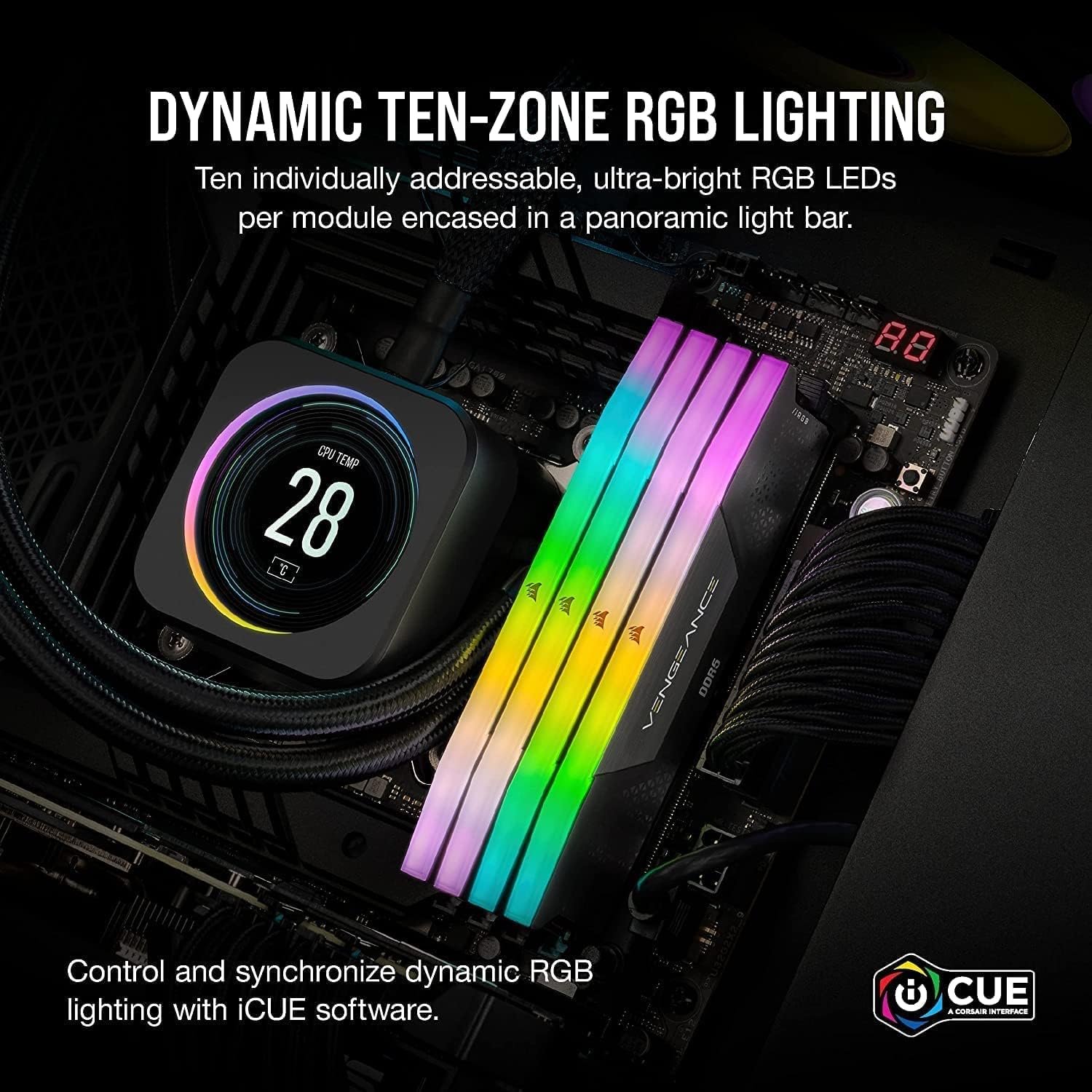 CORSAIR Vengence RGB DDR5 RAM 32GB (2x16GB) 6000MHz CL36-44-44-96 1.35V Intel XMP 3.0 Computer Memory – Black (CMH32GX5M2E6000C36) - Image 3